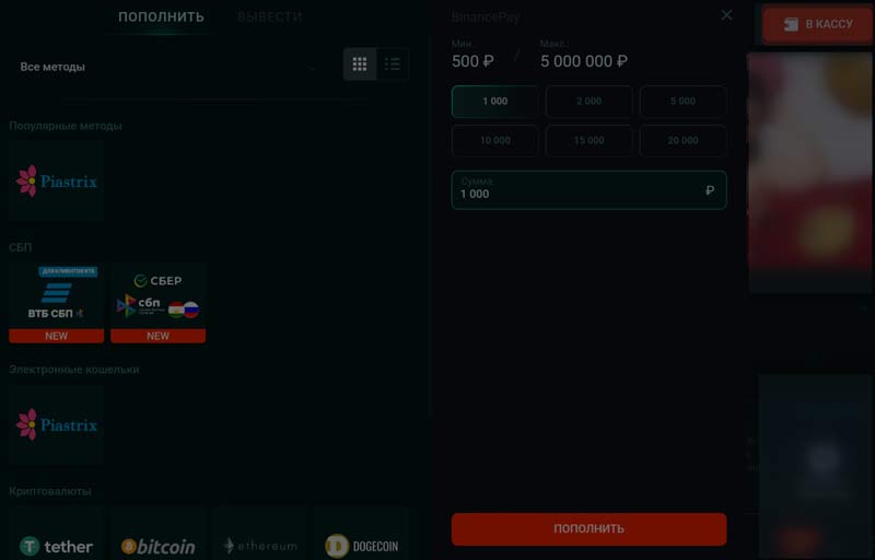 Касса сайта